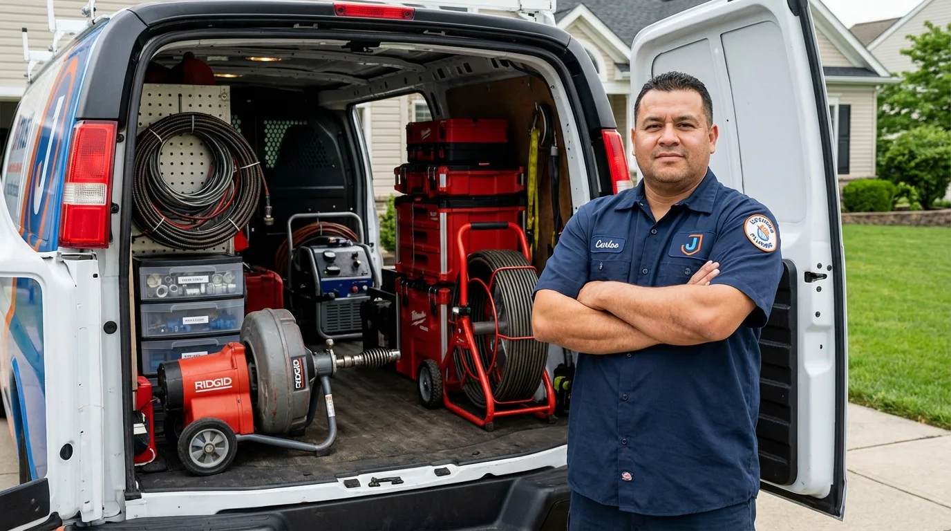 Professional drain cleaning equipment and Johns Plumbing LLC plumber in Vilonia