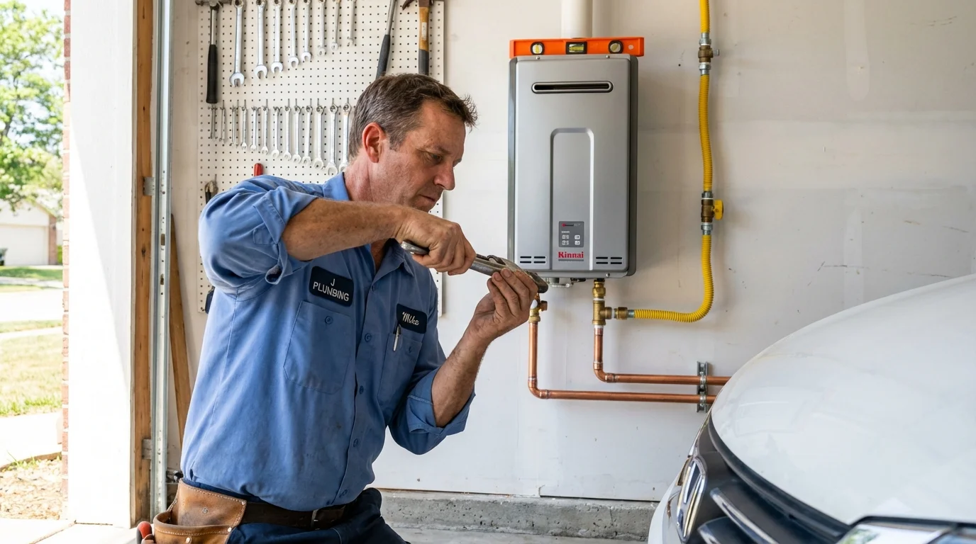 Tankless water heater installation by a Johns Plumbing LLC plumber in Vilonia